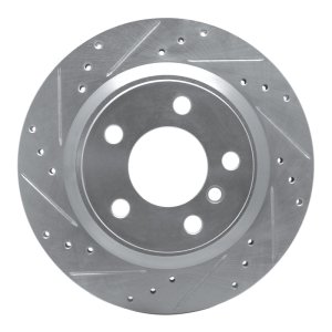 BMW 220i Brake Rotor (1) - Rear Left - R1 Concepts - Drilled & Slotted - Silver - `06-`21